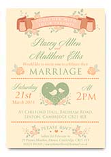 Wedding Invitations Evening Invites Save The Dates Personalised Cream Vintage Shabby Chic Hearts Birds Love