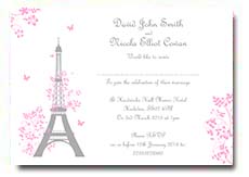 Eiffel Tower Paris Abroad Flowers Butterflies Wedding Invites Evening Invitatoins Save The Date Vintage Postcard Stamp Roses Flowers