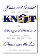 Save the date cards Wedding Invites Tie the Knot Nautical Navy Rope Gold